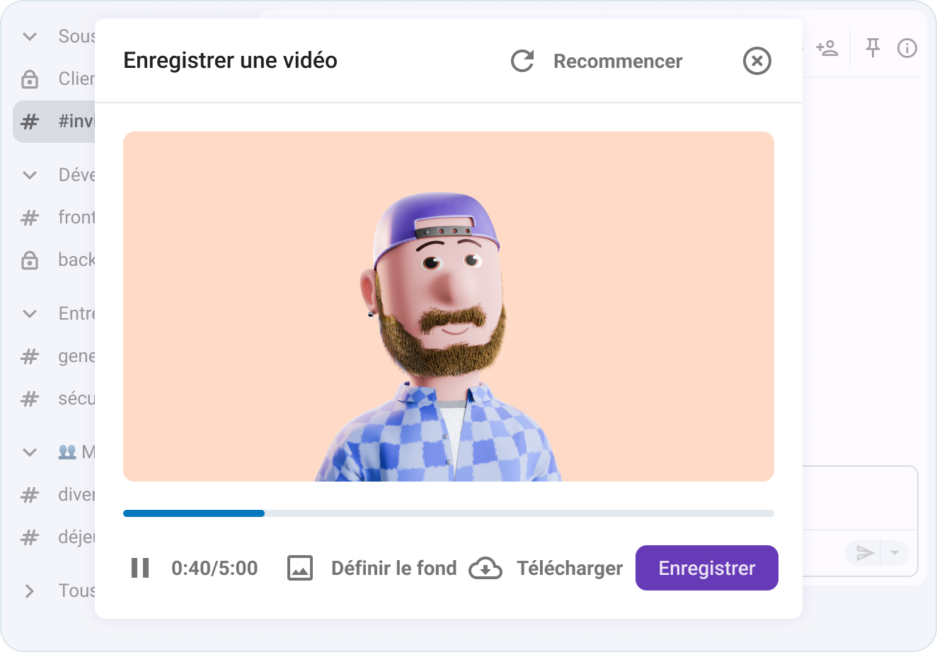 Enregistrement d’un message vidéo dans Pumble