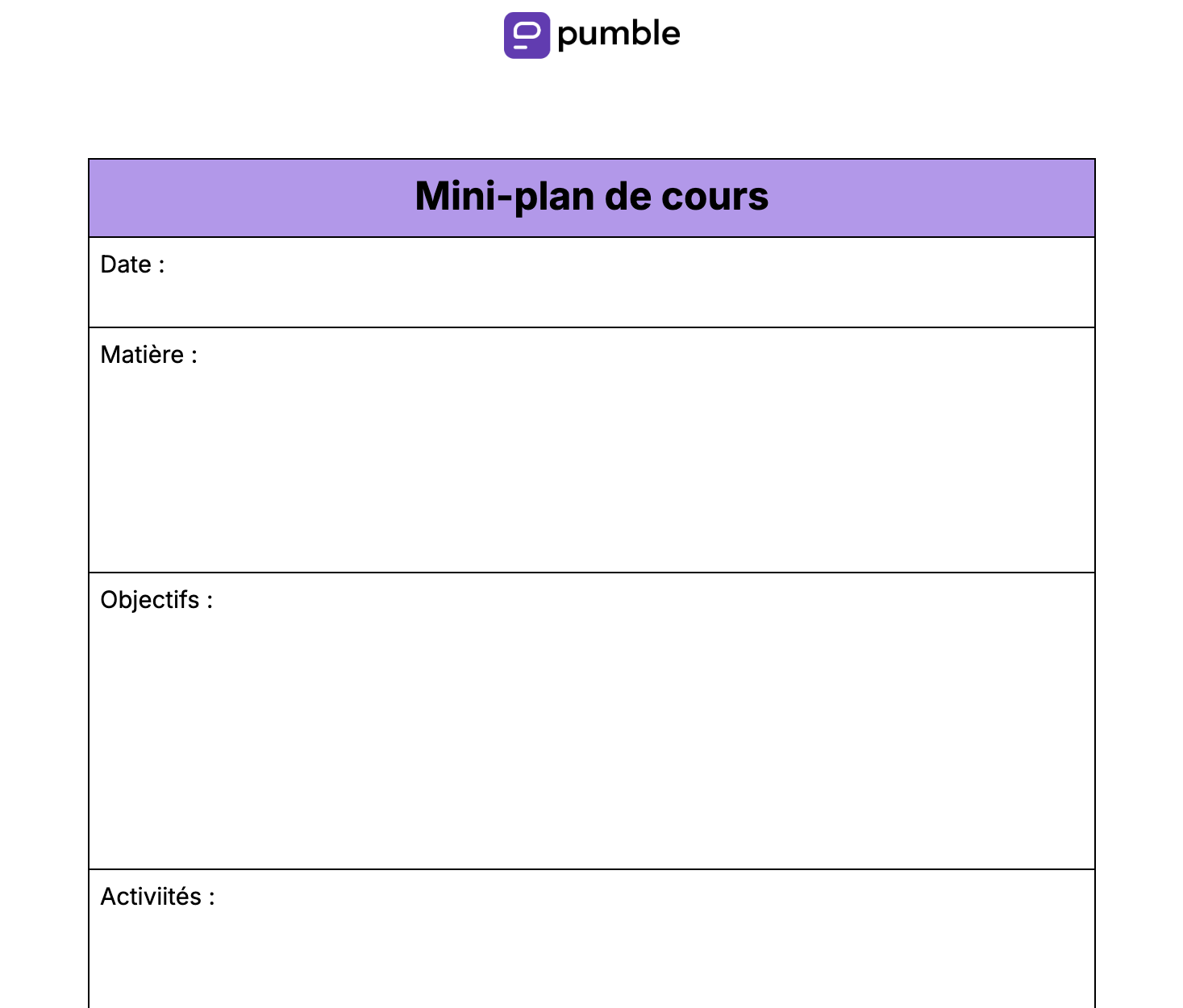 Mini-plan de cours