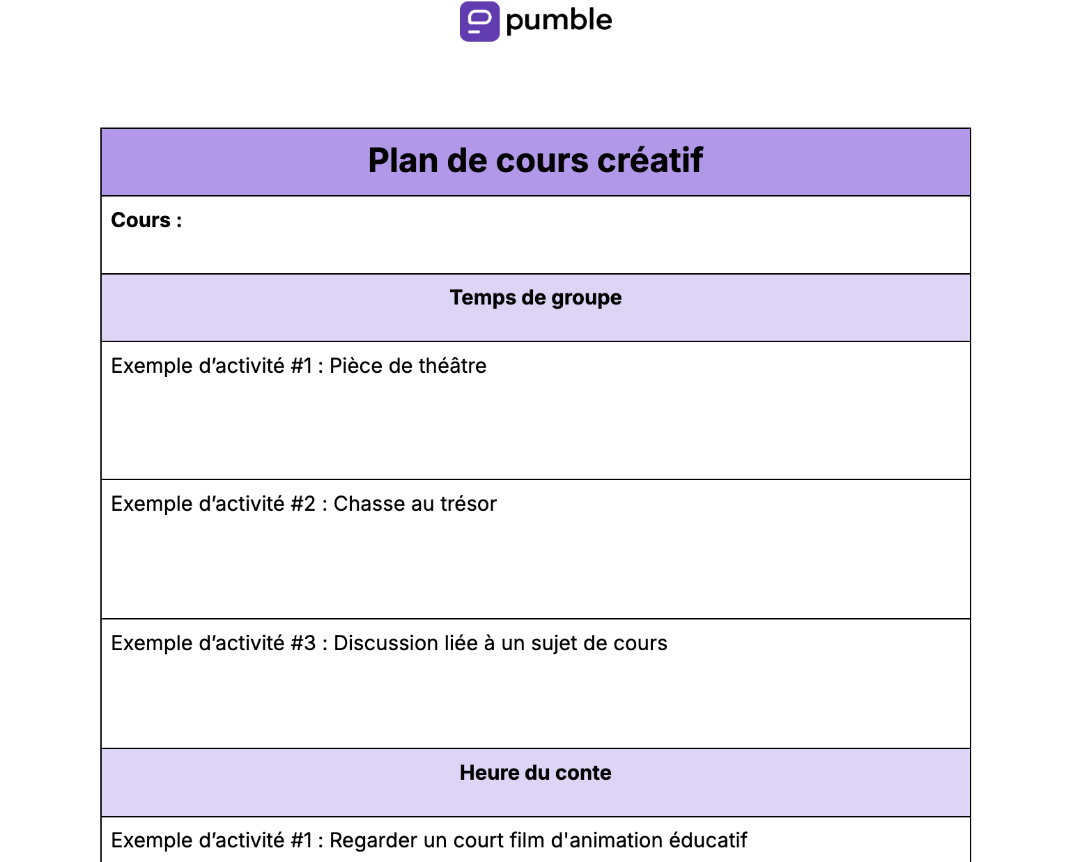 Creative curriculum lesson plan template