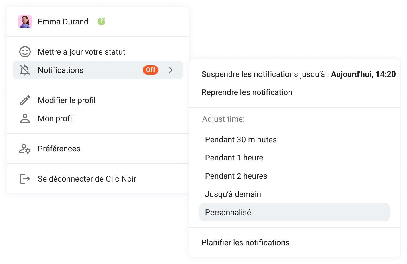 Préférences de notification dans Pumble