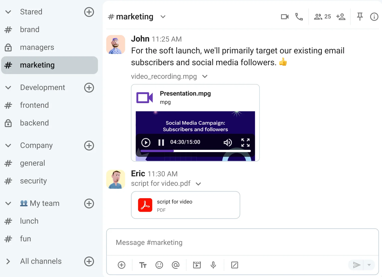 Take action in Pumble channels