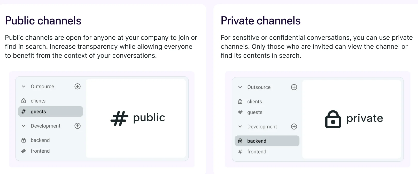 Use public and private channels in Pumble 