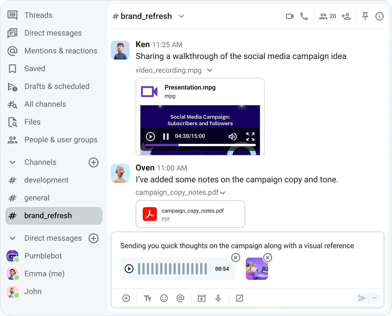 Freelance team collaboration in Pumble
