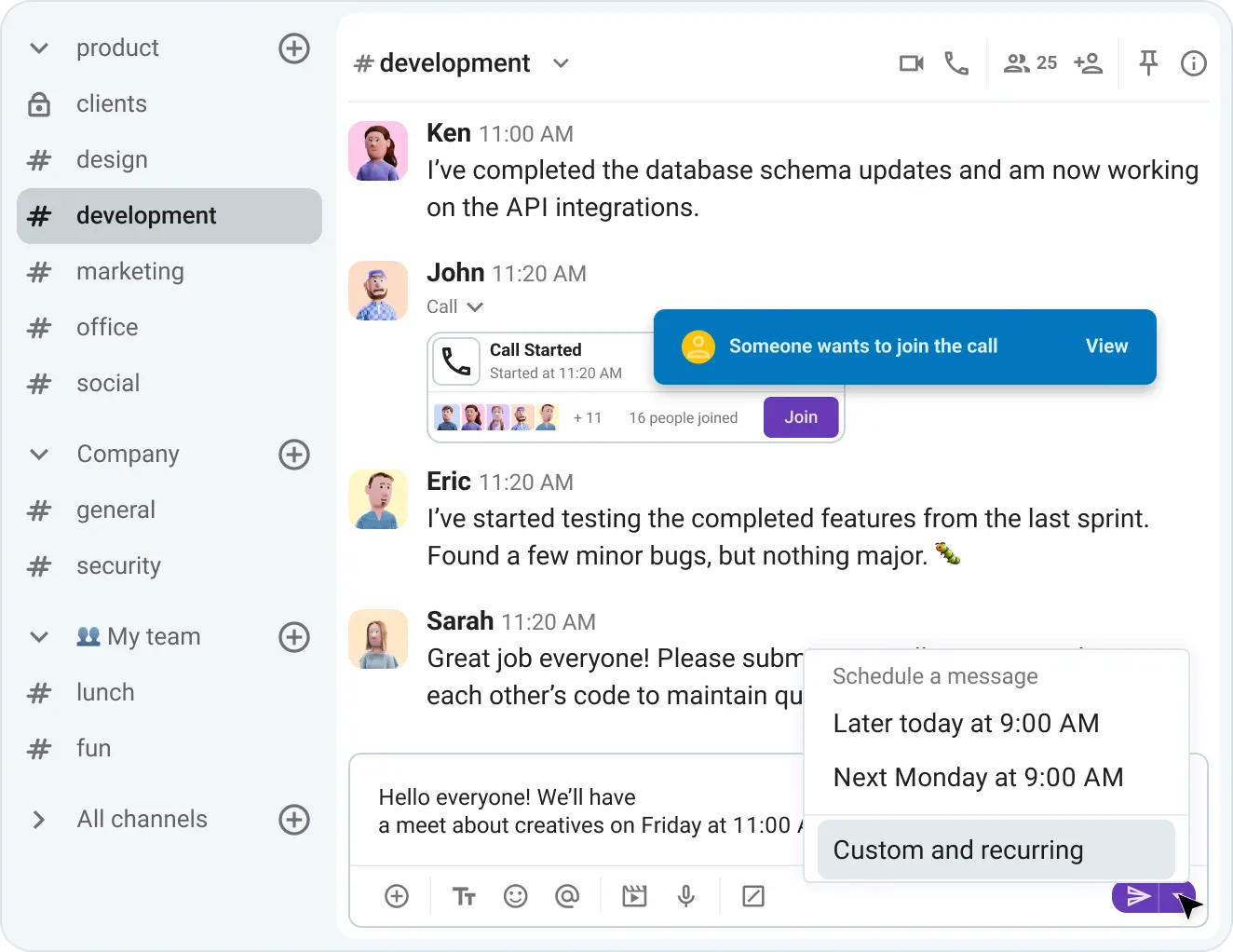 Schedule messages in Pumble by CAKE.com 