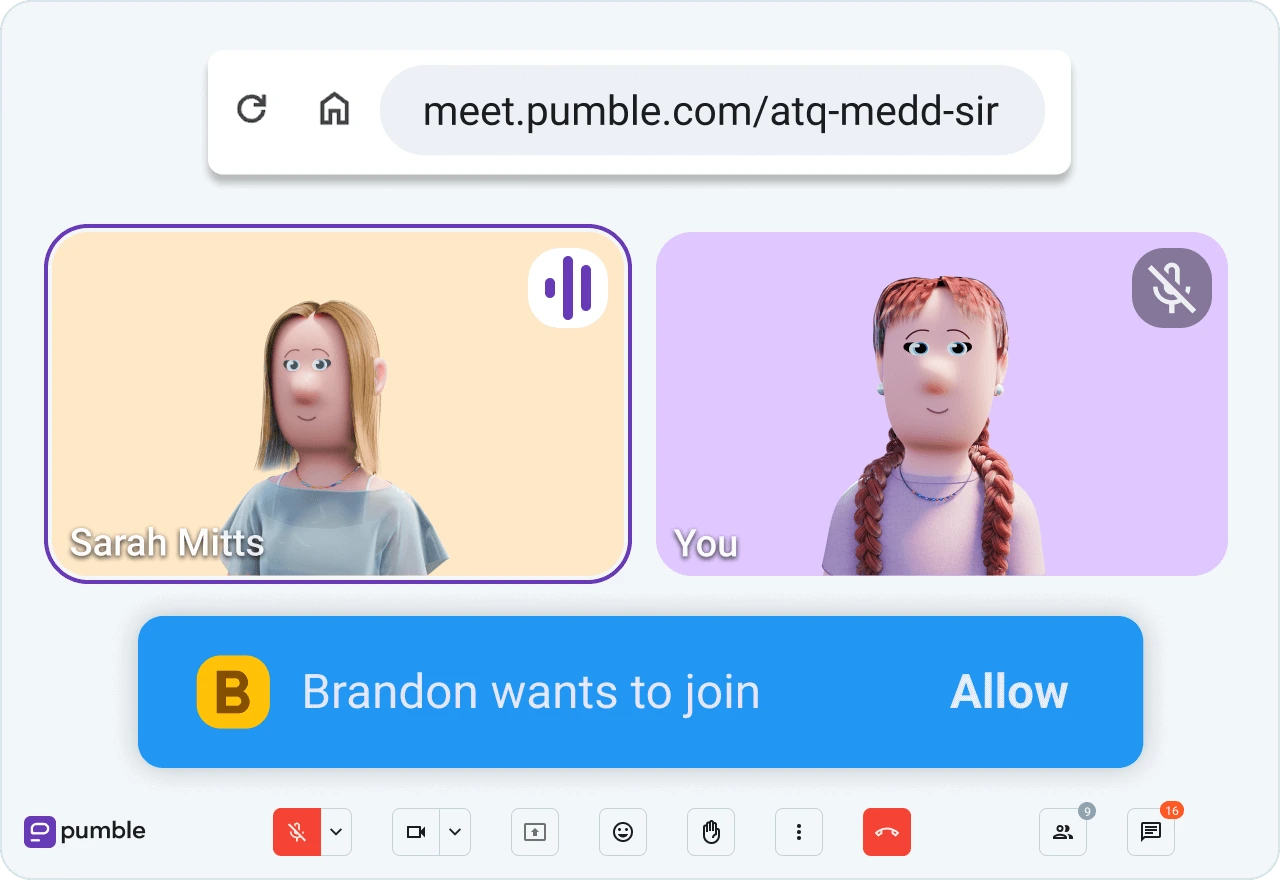 Admit users without a Pumble account into meetings