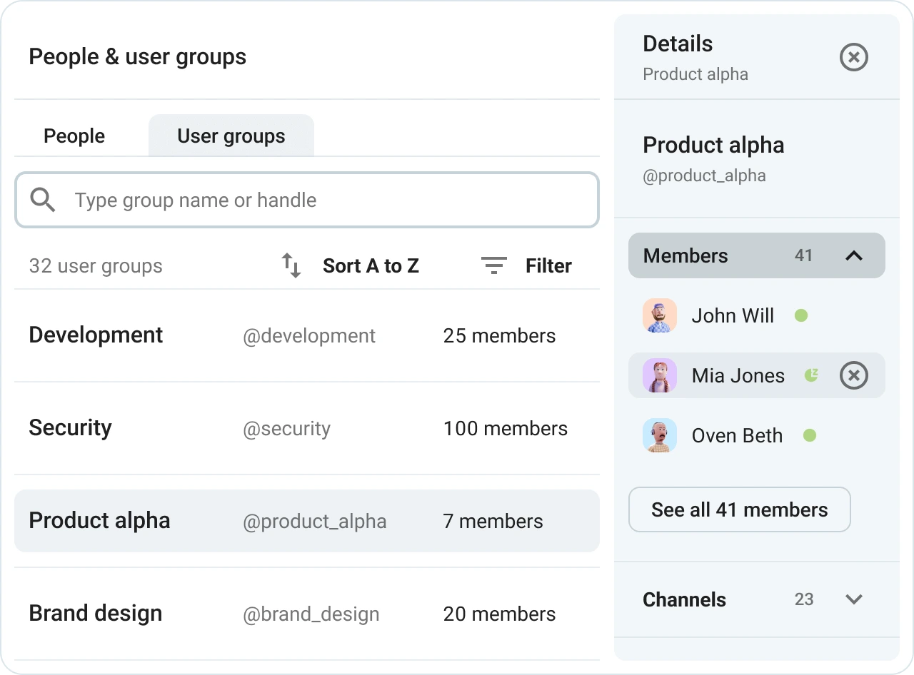 Create and manage user groups in Pumble