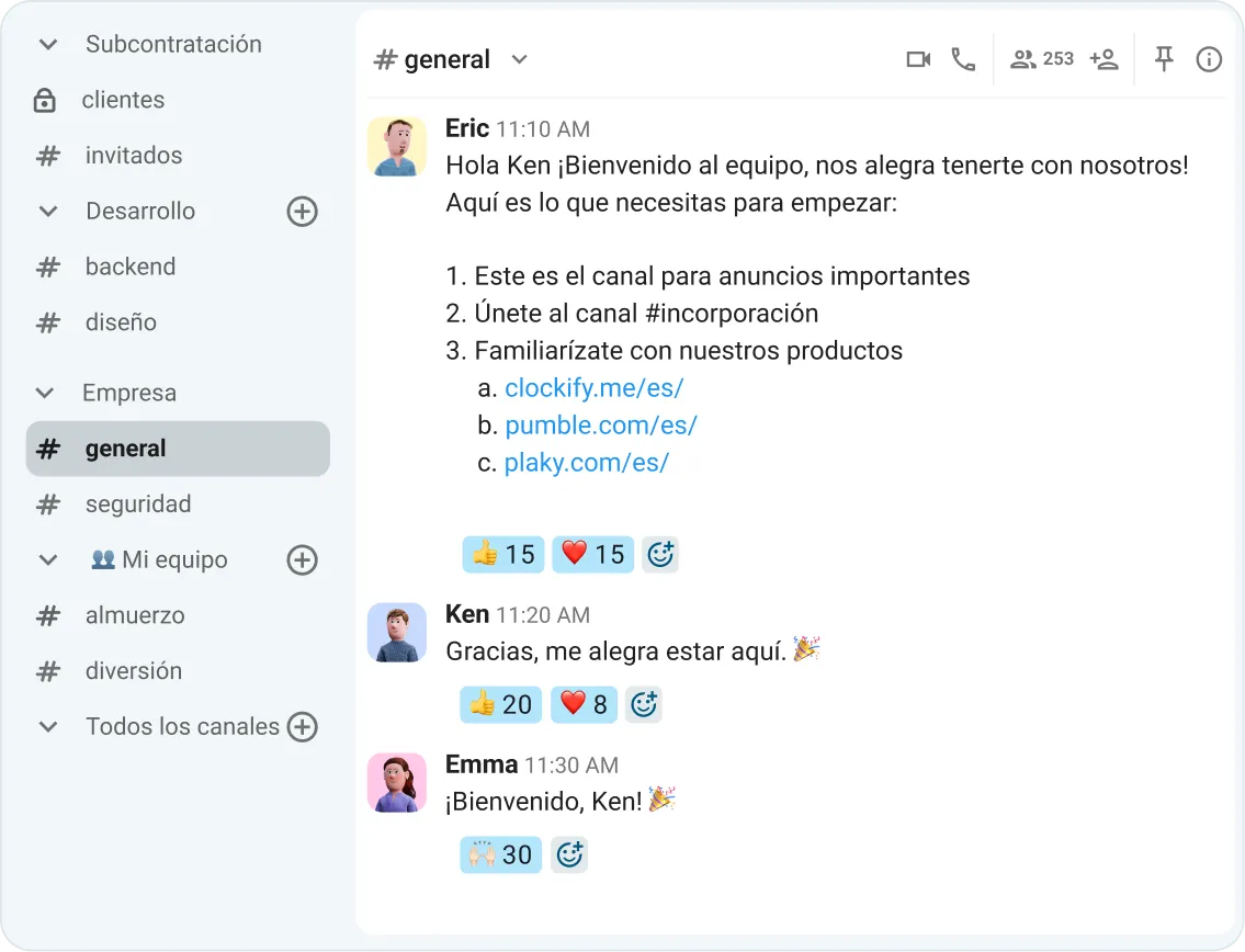 Incorporación en Pumble