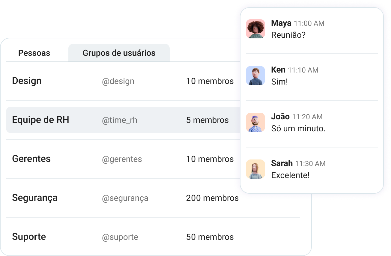 Definir grupos de usuários no Pumble pode ajudar você a alcançar todos que precisa com apenas uma mensagem.