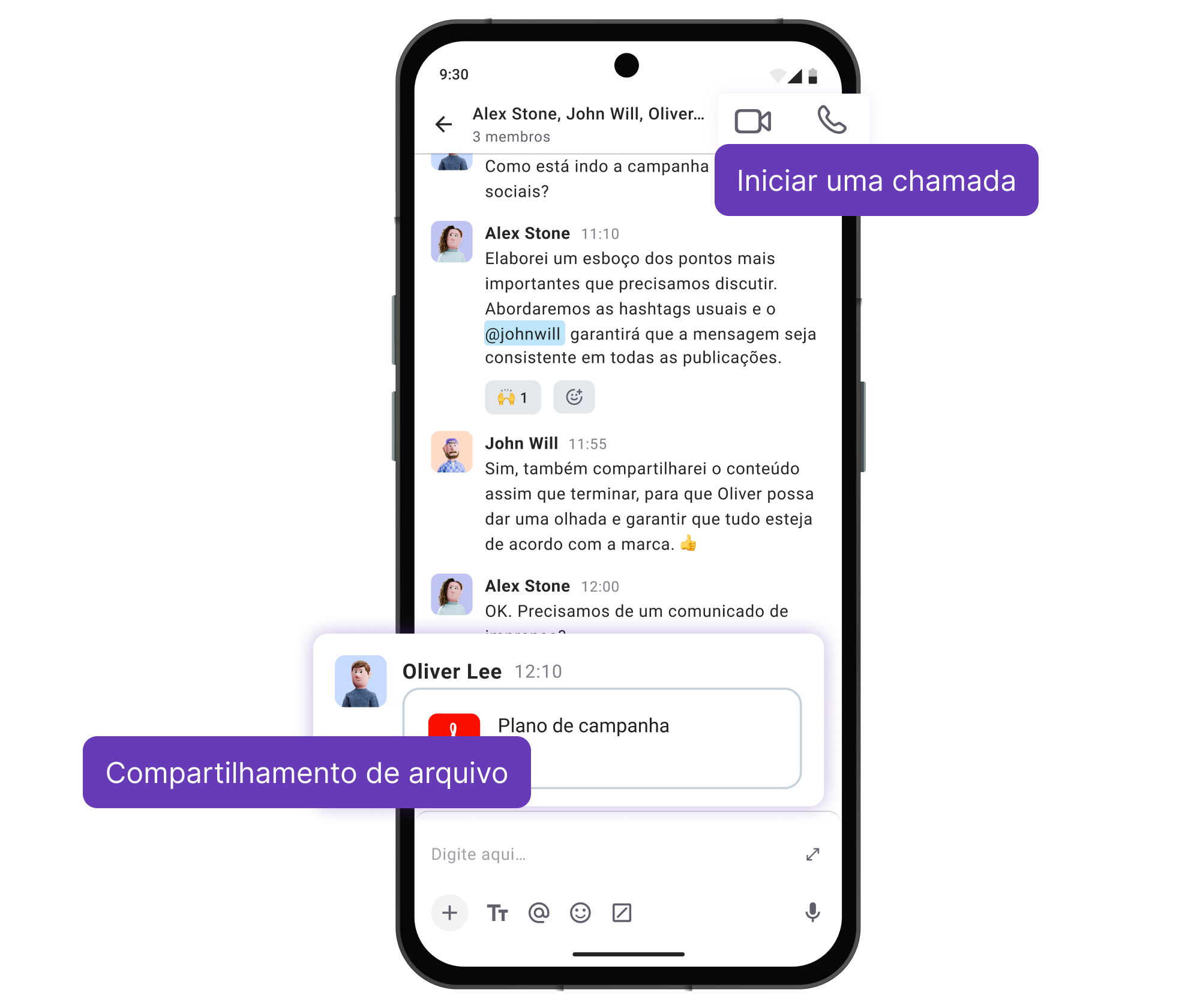 Use o aplicativo móvel do Pumble para se comunicar em qualquer lugar