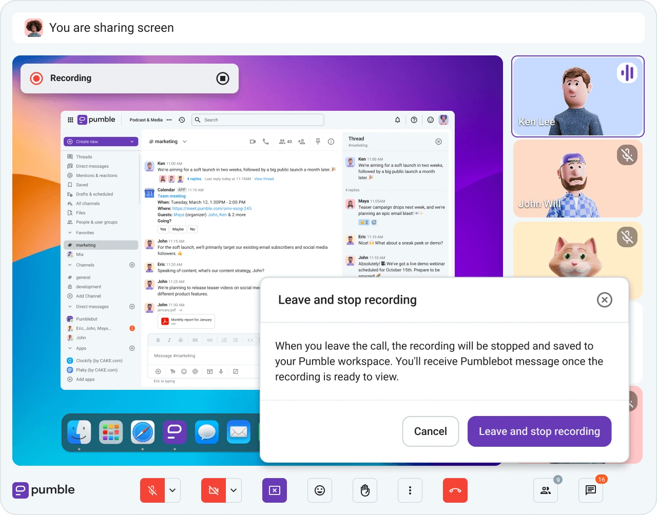 Leave emoji reactions, raise your hand, and send messages from the bottom of the video call interface