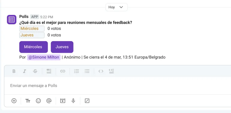 Mantén el pulso de tu equipo con encuestas de Pumble, una plataforma de comunicación en equipo