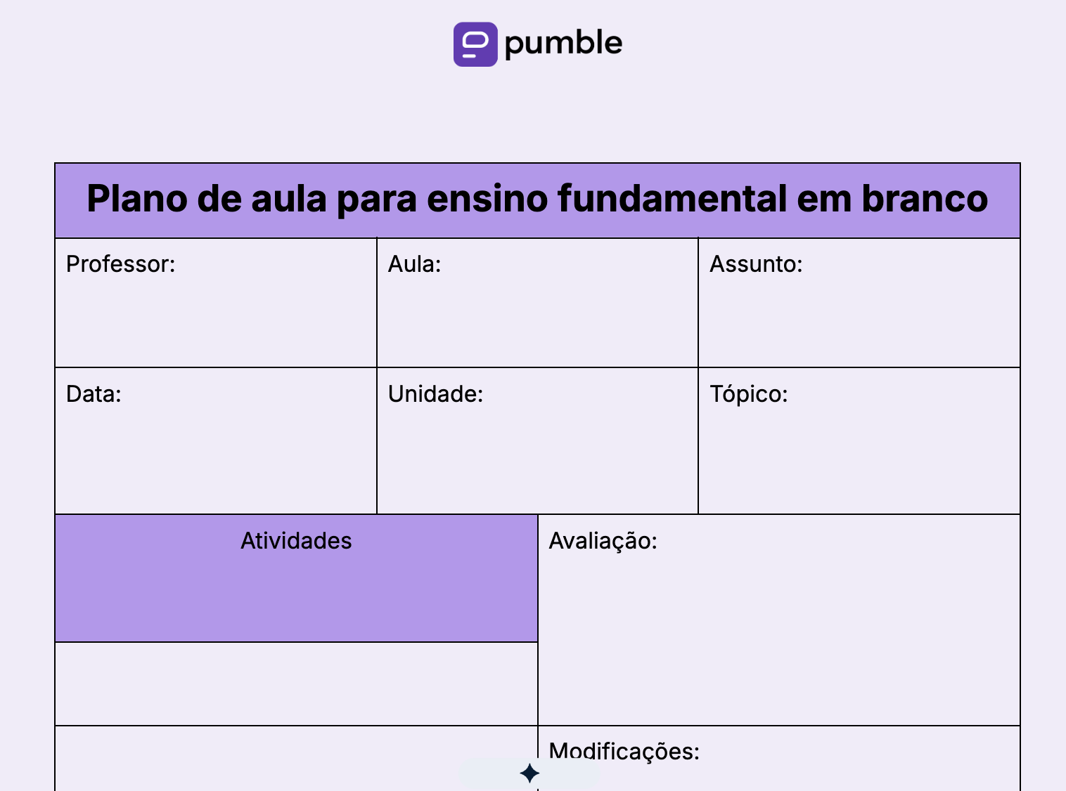 Blank elementary school lesson plan template