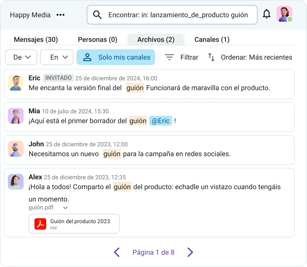 El historial de mensajes de Pumble conserva todos los archivos y conversaciones, mientras que Slack oculta todo lo que tenga más de 90 días