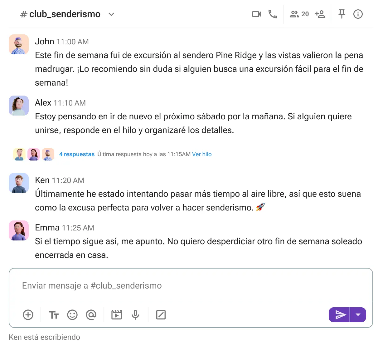 Un canal social en Pumble