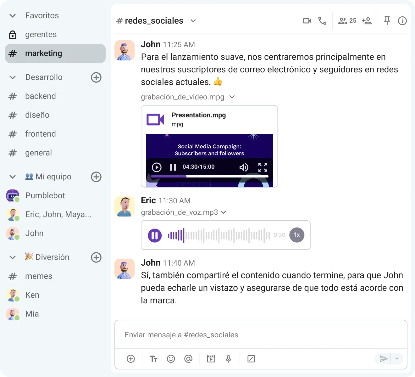 Compartir archivos en Pumble