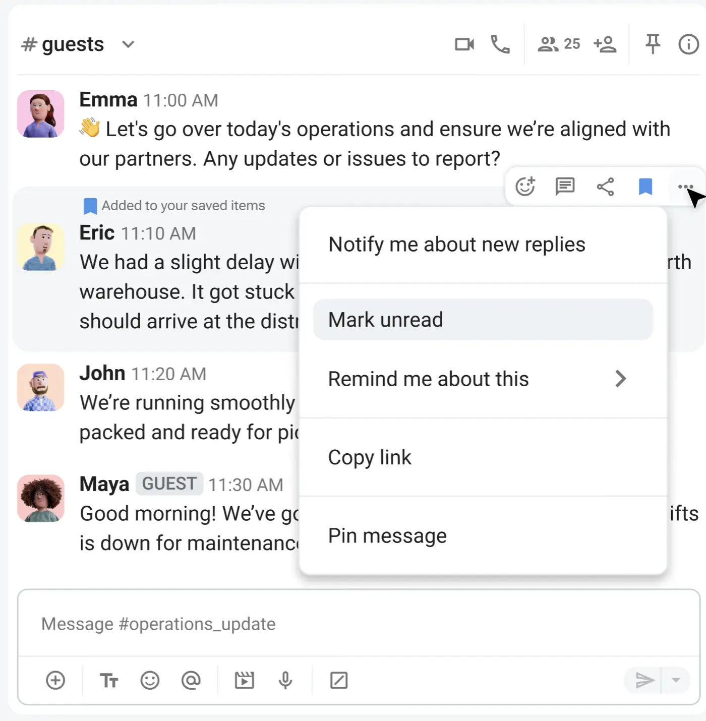 Save messages in Pumble
