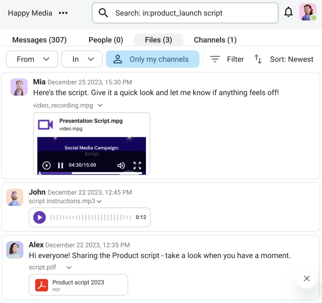 Search through your entire Pumble workspace