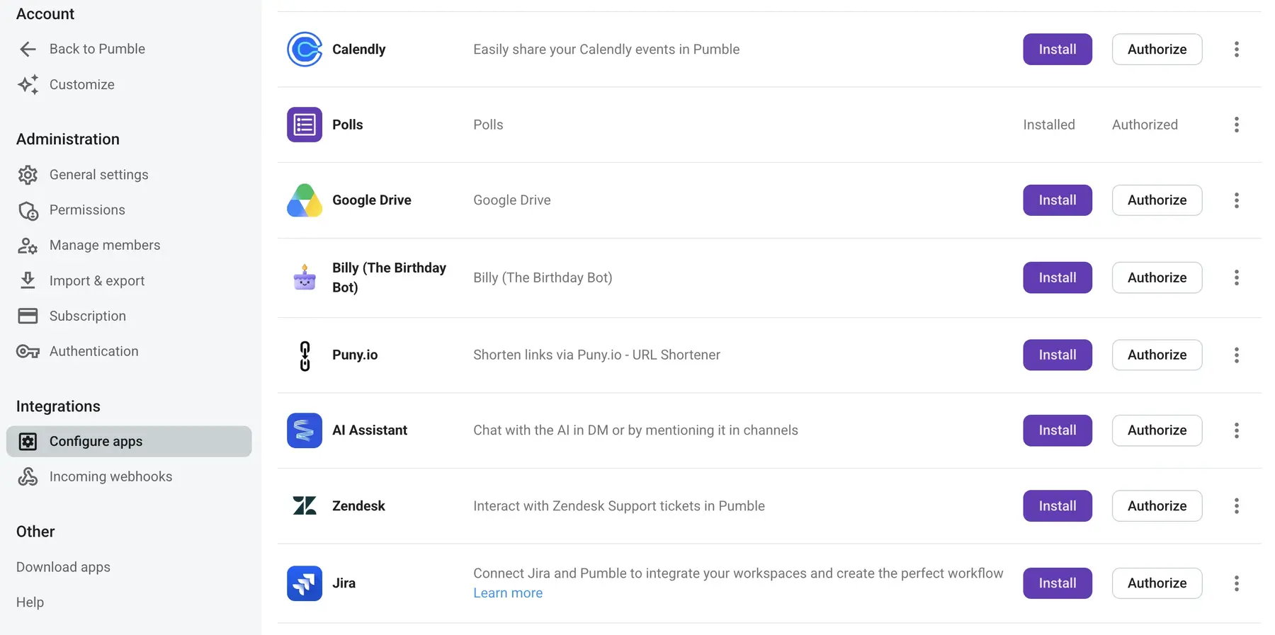 Administrators add the integration to the entire workspace