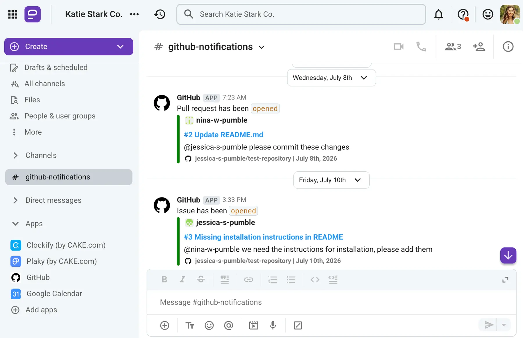 Notifications from GitHub will arrive in real-time