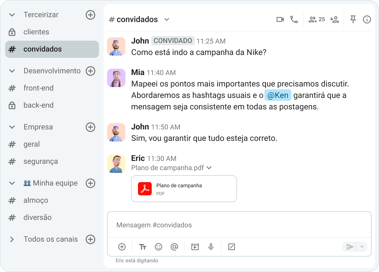 Trabalhe com convidados no Pumble