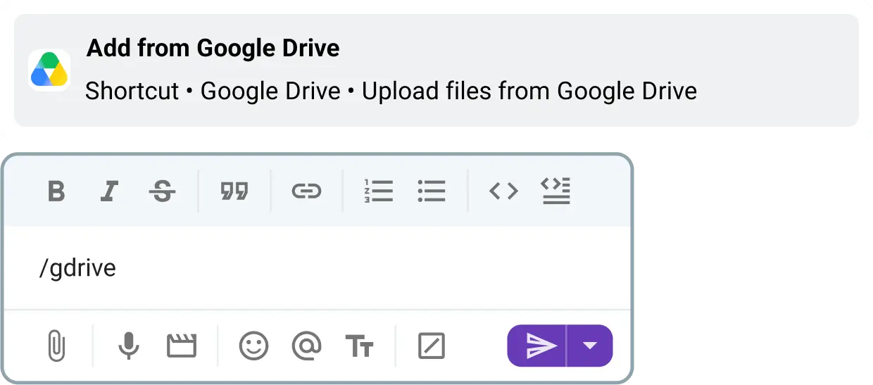 Google Drive slash command shortcut