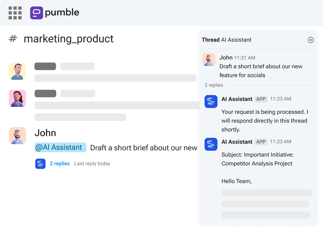 Pumble’s AI Assistant keeps your communication context-safe