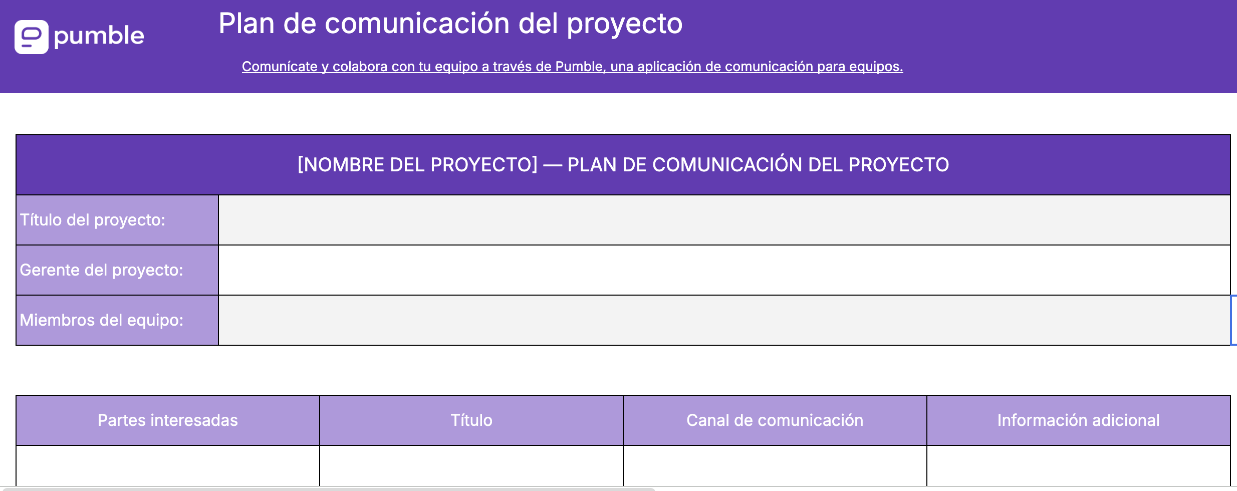 Plan de comunicación del proyecto