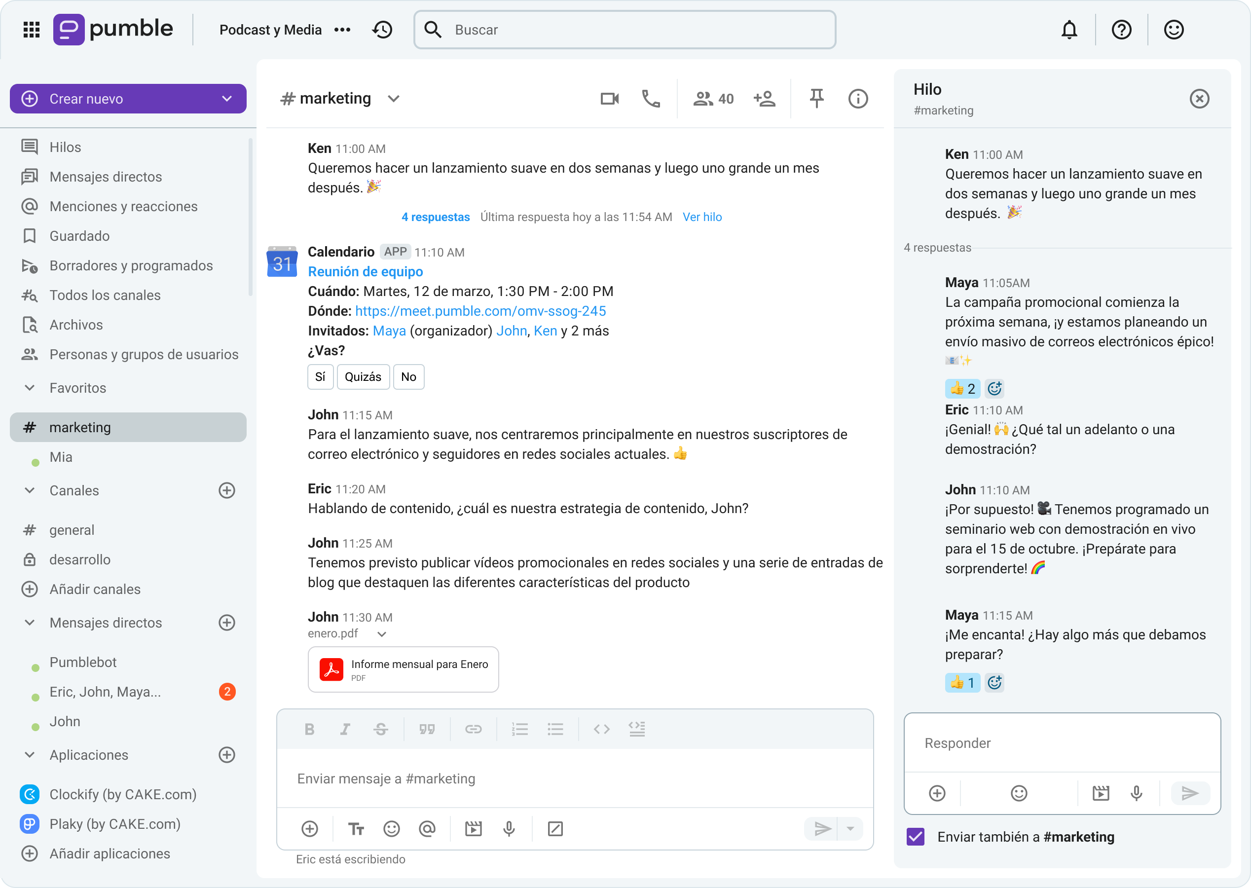 Pumble’s ready-to-use features offer a collaborative environment for AI-powered productivity