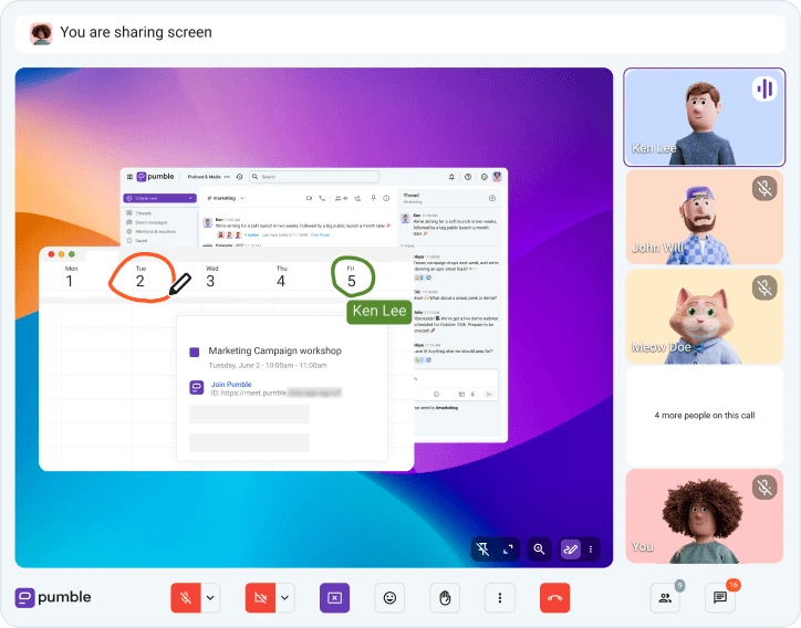 Video conferencing in Pumble