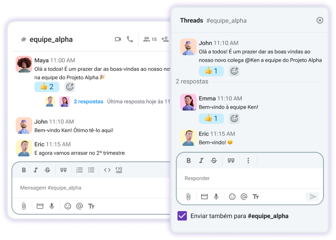 Canais do Pumble para equipes de organizações sem fins lucrativos