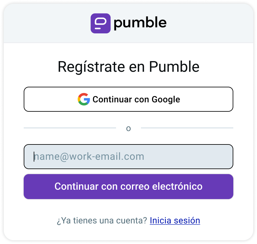 Inicia sesión en Pumble para activar las integraciones