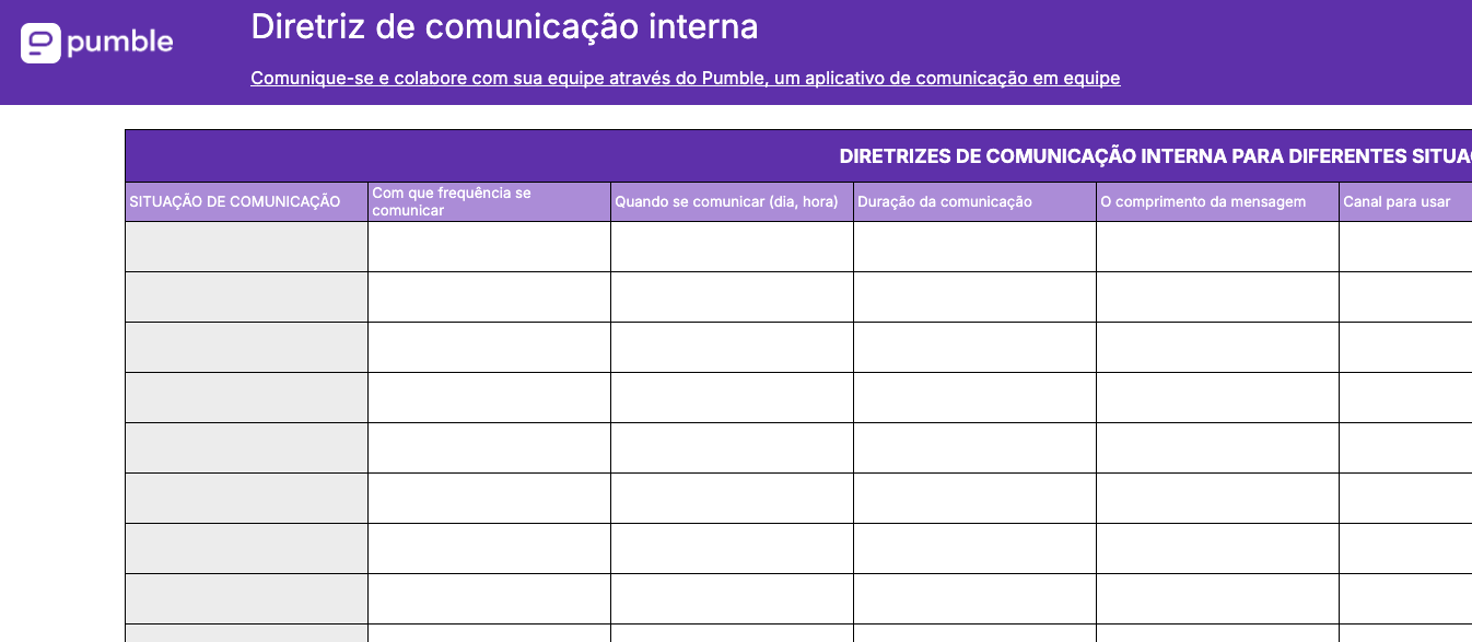 Internal communication guideline plan template