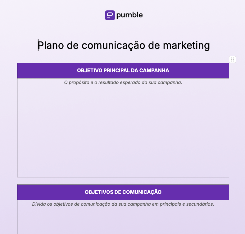Marketing communication plan template
